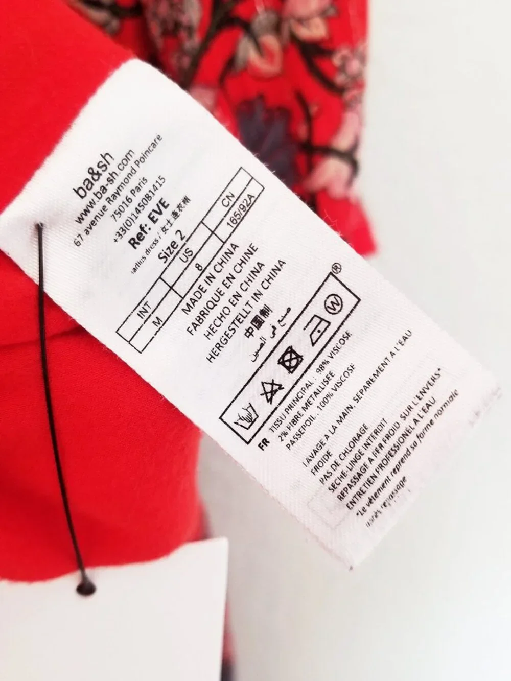 ba&sh Eve Red Floral Metallic Boho Flowy Dress Size 2, US 8 Medium Flowy $235 - Picture 11 of 16